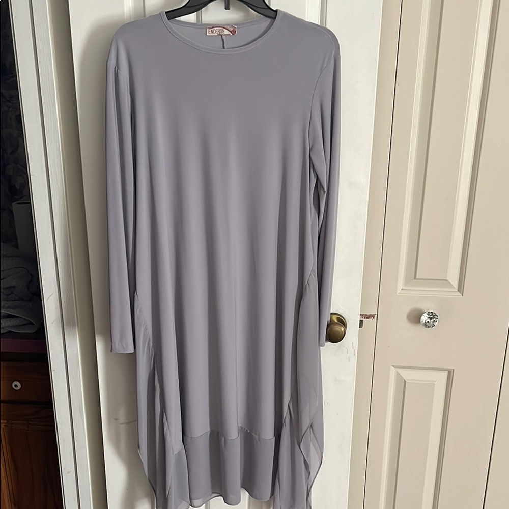 Elegant Gray Long Sleeve tunic